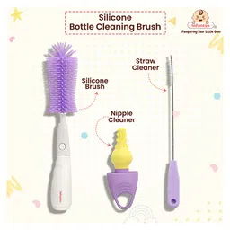 Infantso 3-in-1 Silicone Bottle Cleaning Brush: Deep Clean Baby Bottle, Nipples, and Straws - Purple-image-71