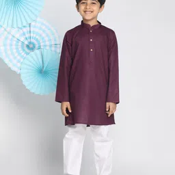 Vastramay Solid Full Sleeves Kurta With Pyjama - Purple-picture-13