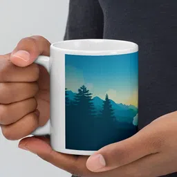 Mr UVD White & Blue Graphic Printed Ceramic Matte Mug 350 ml image 2