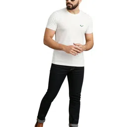 TREERANGA Men Solid Round Neck Cotton Slim Fit T-shirt image 2