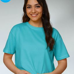 FBAR Women Solid Round Neck Cotton T-shirt-picture-1