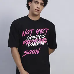 GRIFFEL Men Typography Printed Drop-Shoulder Sleeves Oversized Ultralite Oversized T-shirt-picture-35