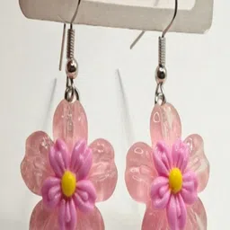 SAPRAA TRENDS Silver-Plated Plastic Floral Drop Earrings image 2