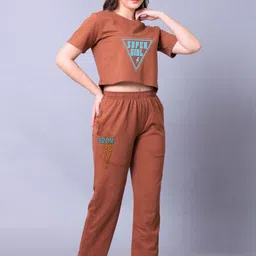 Lazy Lush Women Super Girl Printed Crop Top with Joggers Co-Ord Set-picture-33