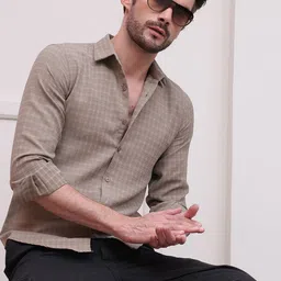 Indian Needle Men Classic Micro Checks Opaque Checked Casual Shirt-picture-11