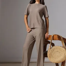 Selvia Edge Self-Design Round Neck Top With Trousers image 5