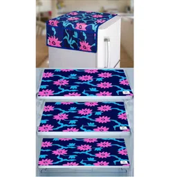 E-Retailer 4-Pcs Navy Blue & Pink Printed Refrigerator Covers-image-48