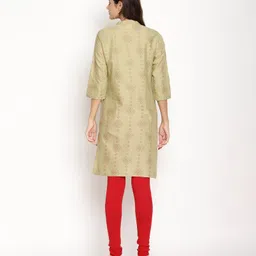 Kriti Three Fourth Sleeves Allover Print Kurta - Green image 2
