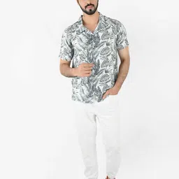 Blissence Men Comfort Fit Cuban Collar Floral Printed Cotton Casual Shirt-picture-25