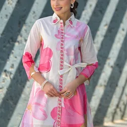 ANUSHEET Embroidered Pure Cotton Tunic With Palazzo Co-Ords image 4