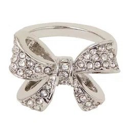 Accessorize London Crystals-Studded Pav Bow Finger Ring image 3