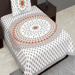 E Elma Jaipuri Printed 144 TC Cotton Single Flat Bedsheet-picture-36