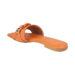 Catwalk Women Orange Synthetic Embellished Open Toe Flats with Buckles image 4