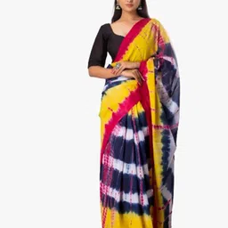 clothonus Yellow & Black Ethnic Motifs Pure Cotton Block Print Saree-picture-26