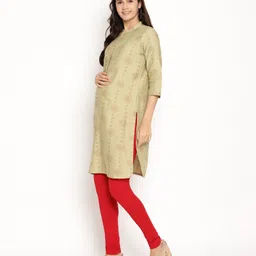 Kriti Three Fourth Sleeves Allover Print Kurta - Green image 3