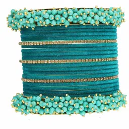 ZULKA Women Pack of 42 Metal Bangles Set With White Pearls & Zircon Diamonds image 2