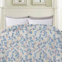 bsb home Beige & Pink Floral Microfiber Mild Winter 210 GSM Single Bed Comforter-picture-35