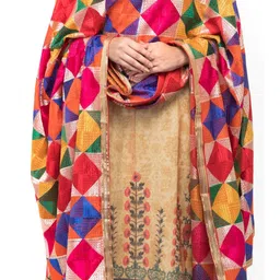 A R SILK DUPATTA HUB Embroidered Dupatta with Phulkari image 2