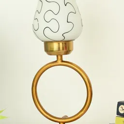 SOMIL White Printed Glass Cylindrical Shaped Table Lamp image 5