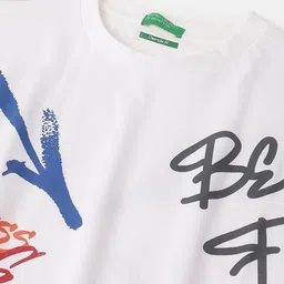 United Colors of Benetton Girls Typography Printed Pure Cotton T-shirt image 2