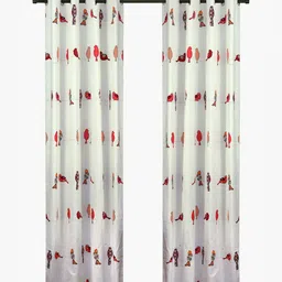 Aura Pink & White 2 Pieces Abstract Printed Sheer Cotton Window Curtains-picture-15