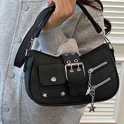 LULU & SKY Women Solid Structured Buckle Detail Shoulder Bag-picture-24