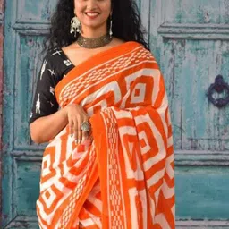 Craft Musium Geometric Printed Pure Cotton Saree image 2