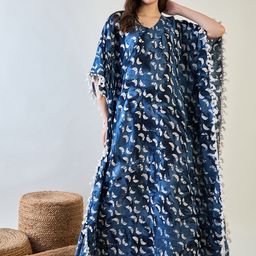 The Kaftan Company Women Pure Cotton Tie and Dye Printed Kaftan Maxi Nightdress-picture-39