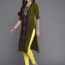 arangya Women Ethnic Motifs Printed Thread Work Indie Prints Crepe Kurta image 4