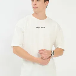 Mast & Harbour Graohic Printed Round Neck Short Sleeves Pure Cotton Relaxed Fit T-shirt-picture-20