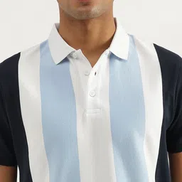 United Colors of Benetton Men Colourblocked Striped Polo Collar T-shirt image 5