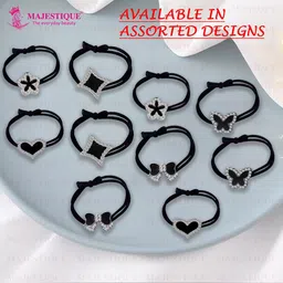 MAJESTIQUE Girls Set of 10 Embellished Korean Style Rubber Bands with Knots Holders image 4