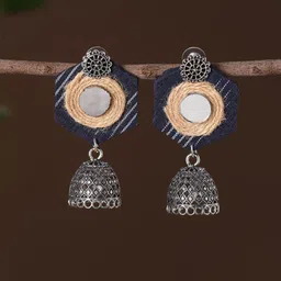 iTokri Mayra German Silver Dome Shaped Jhumkas-picture-41