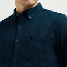 THE BEAR HOUSE Men Button-Down Collar Solid Cotton Casual Shirt image 3