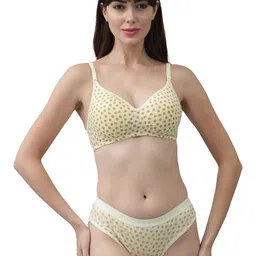 samvar Women Pink,Yellow Cotton Bra Panty Set for Lingerie Set Undergarments Pack of 2 image 2