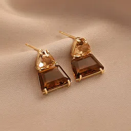 Just Lil Things Artificial Stones Studded Geometric Shaped Drop Earrings-picture-34