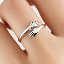 Vembley Women Silver-Plated Adjustable Cuddle Hug Ring image 1