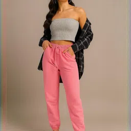 R.Code by The Roadster Life Co. Checked Off-Shoulder Cotton Crop Top image 5