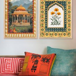 Kotart Brown & Green 2 Pieces Floral Printed Wooden Wall Art-picture-48