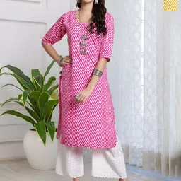 HERE&NOW Women Pack of 2 Leheriya Printed Festive Straight Kurtas-picture-23