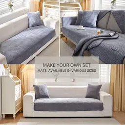 HOMETHREADS Grey Embroidered Sofa Cover image 4