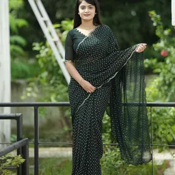 Anouk Bandhani Mirror Work Saree With Blouse Piece-image-51