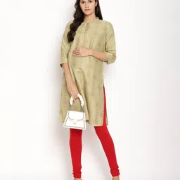 Kriti Three Fourth Sleeves Allover Print Kurta - Green image 4