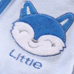 Pink Rabbit Full Sleeves Hooded Bath Robe Placement Print - Blue image 4