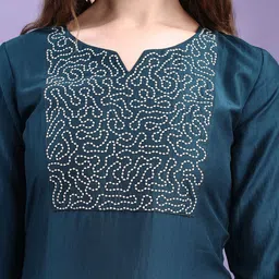 HRITIKA Women Solid Embroidered Kurta with Trouser image 3