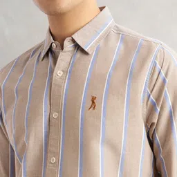 Thomas Scott Classic Slim Fit Striped Spread Collar Cotton Casual Shirt image 5