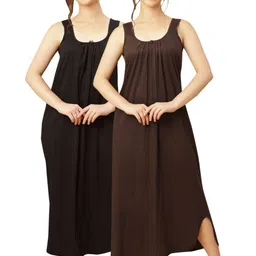 GANIX FASHION THAT DEFINE YOU Women Pack Of 2 Causal Pure Cotton Maxi Nightdress-picture-19