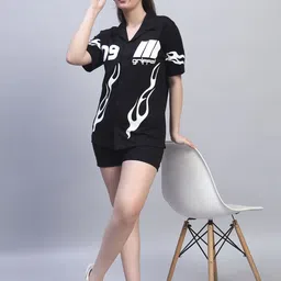 GRIFFEL Flame Printed Pure Cotton Shirt & Shorts Co-ords image 3