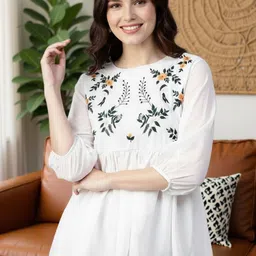 SZN Women Floral Embroidered Georgette Top-image-41