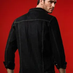 Kotty Men Spread Collar Solid Denim Jacket image 2